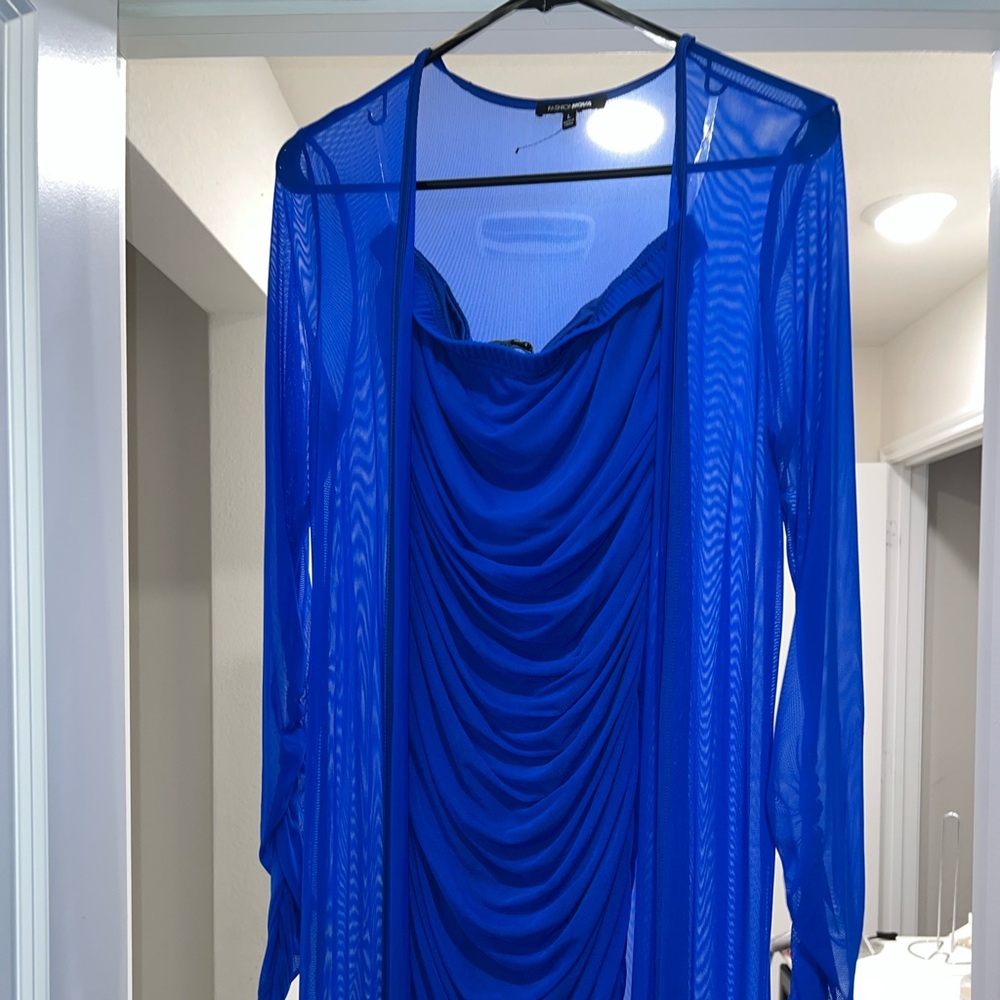 Fashion Nova dress & sheer cardigan set